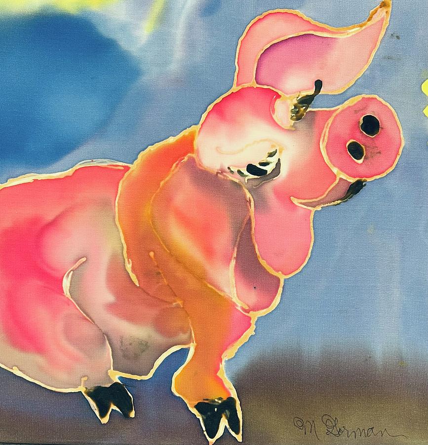 Pink Pig Painting by Mary Gorman