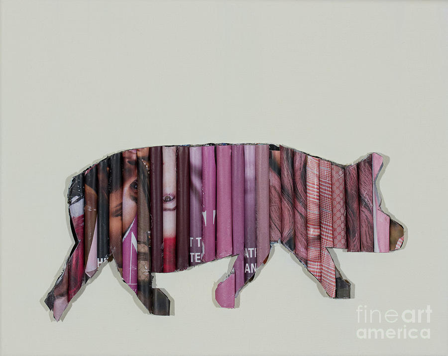 Pink Pig Two Mixed Media by Norma Appleton