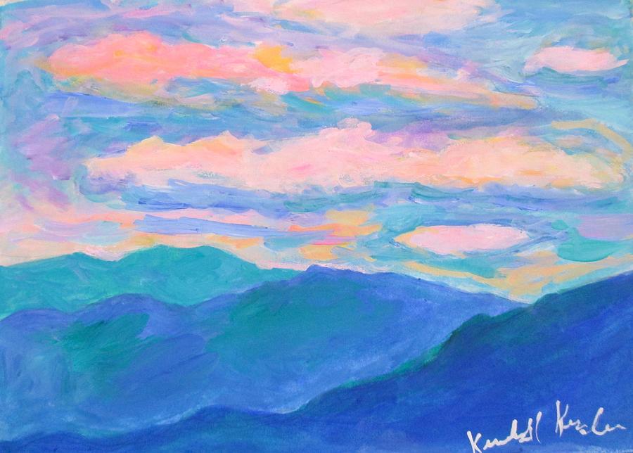 Pink Swirl over The Blue Ridge Painting by Kendall Kessler