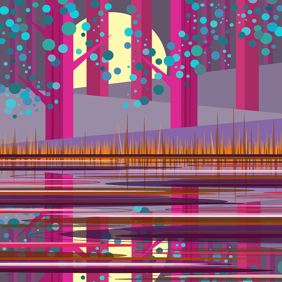 Pink Pond Digital Art by Val Arie