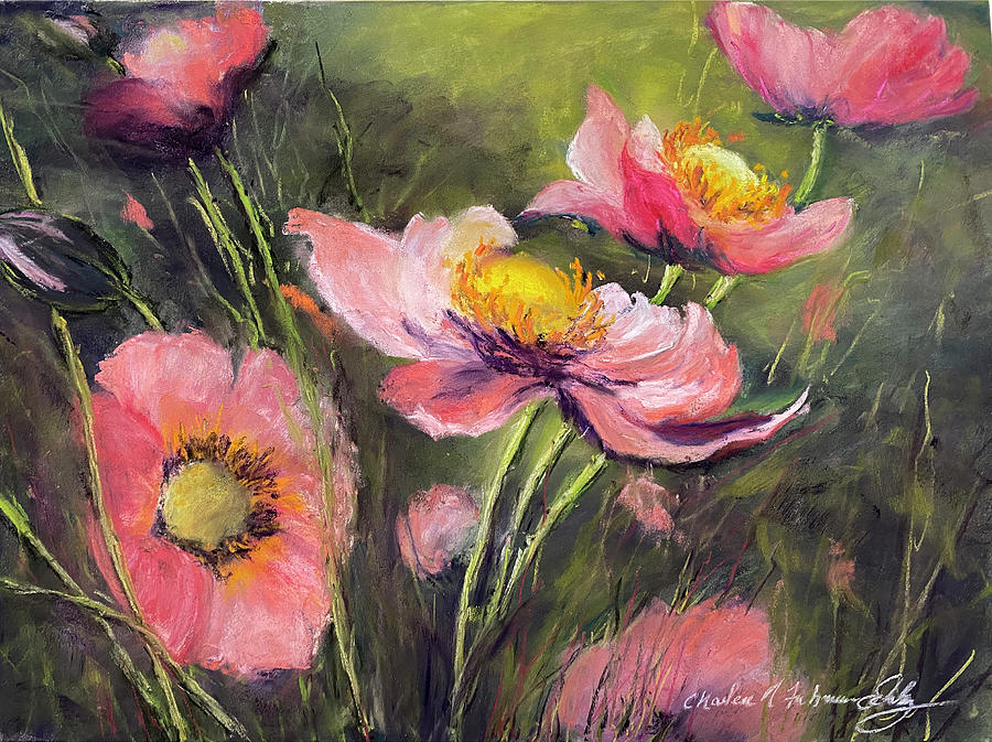 Pink Poppies Painting by Charlene Fuhrman-Schulz