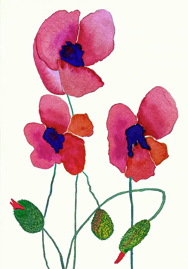 Pink Poppies Painting by Deborah League
