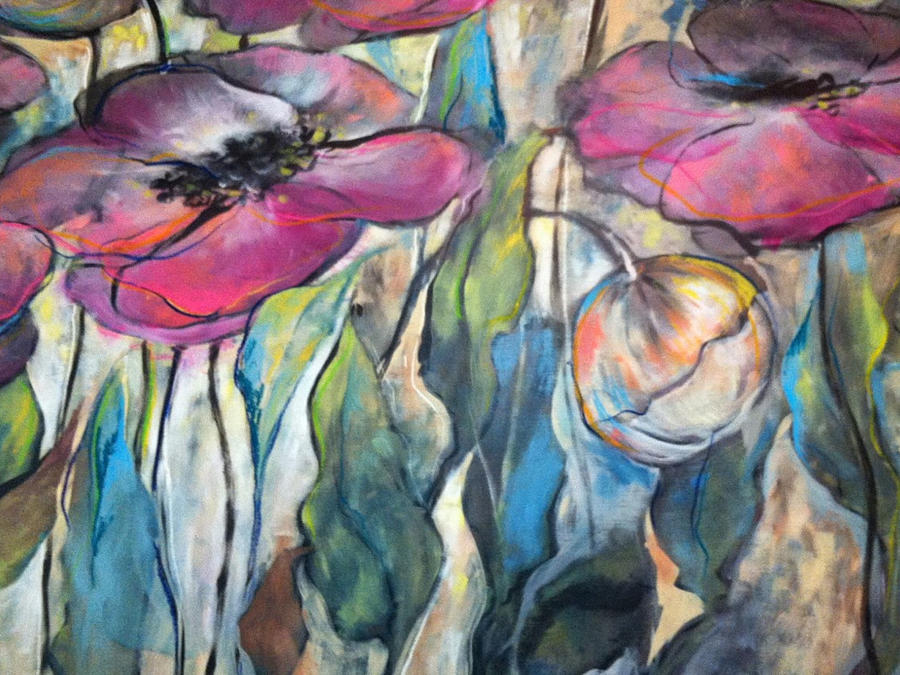 Pink Poppies Mixed Media by Eleatta Diver