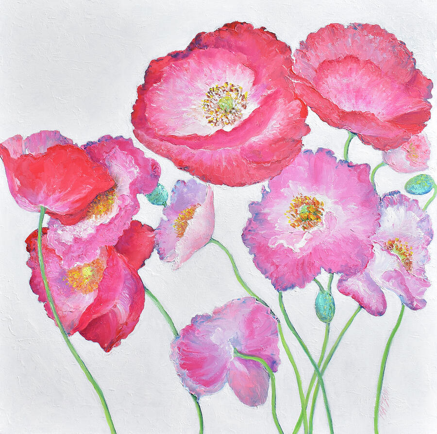 Pink Poppies - Floral painting Painting by Jan Matson Pink Poppies - Floral painting Painting by Jan Matson