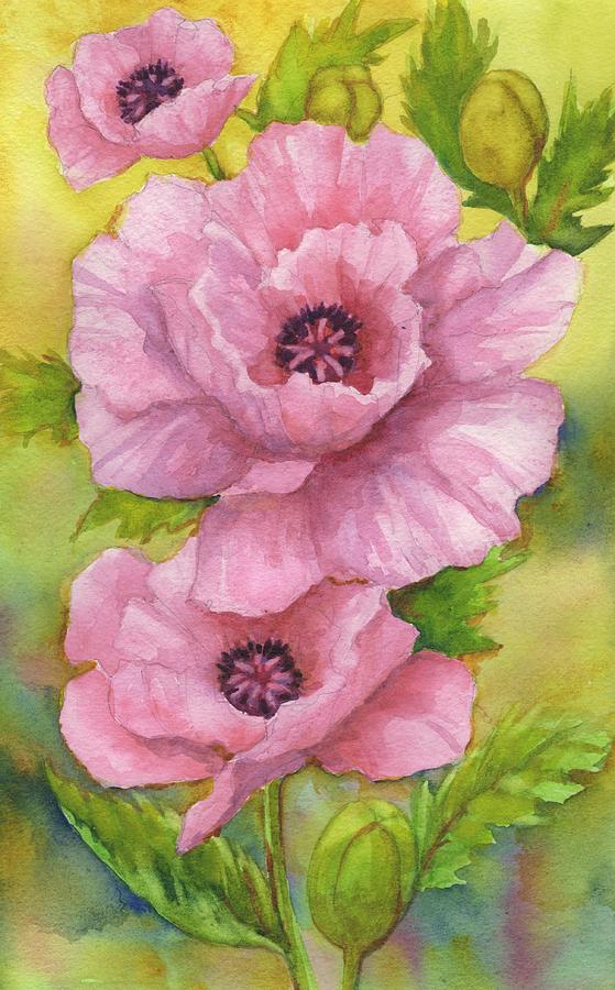 Pink Poppies II Painting by Peggy Wilson