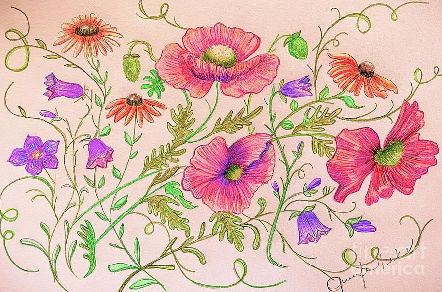 Pink Poppies Drawing by Jennifer Lake