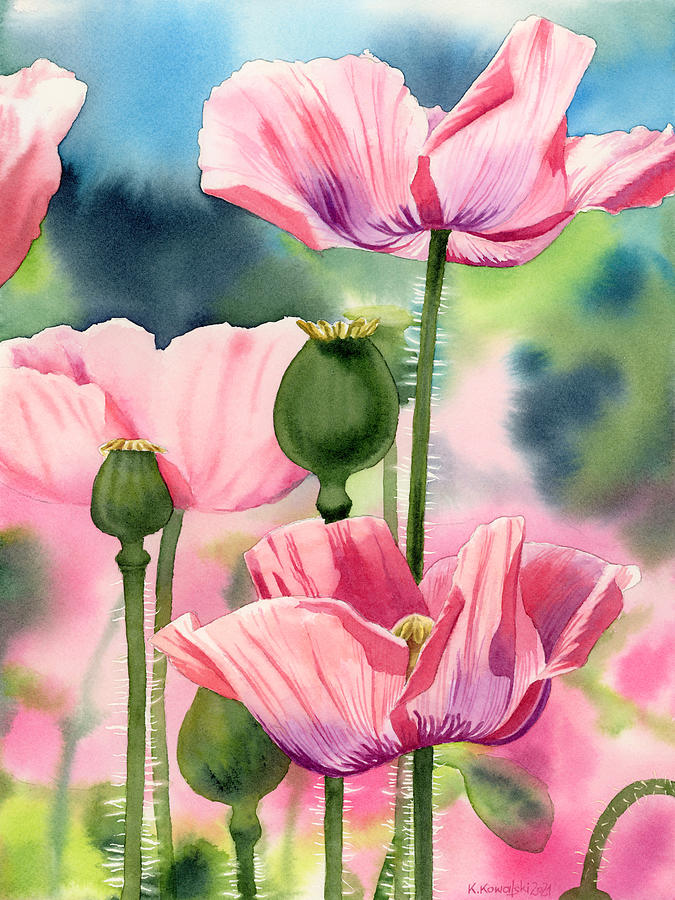 Pink Poppies Painting by Espero Art
