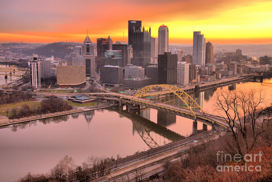 Pink Purple And Yellow Over Pittsburgh Photograph by Adam Jewell