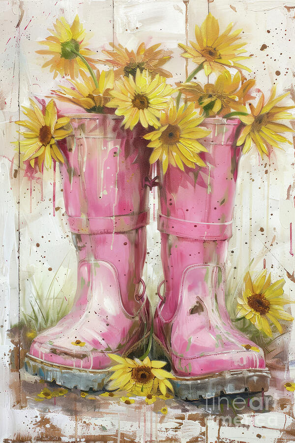 Pink Rain Boots Painting by Tina LeCour
