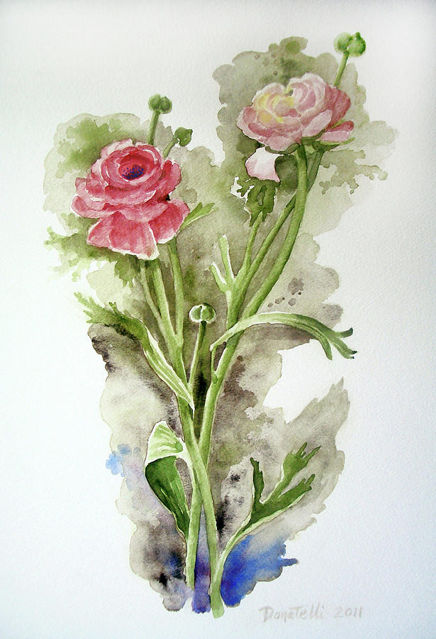 Pink Ranunculus 2 Painting by Kathryn Donatelli