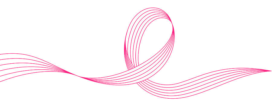 Pink Ribbon Lines Drawing by Amtitus