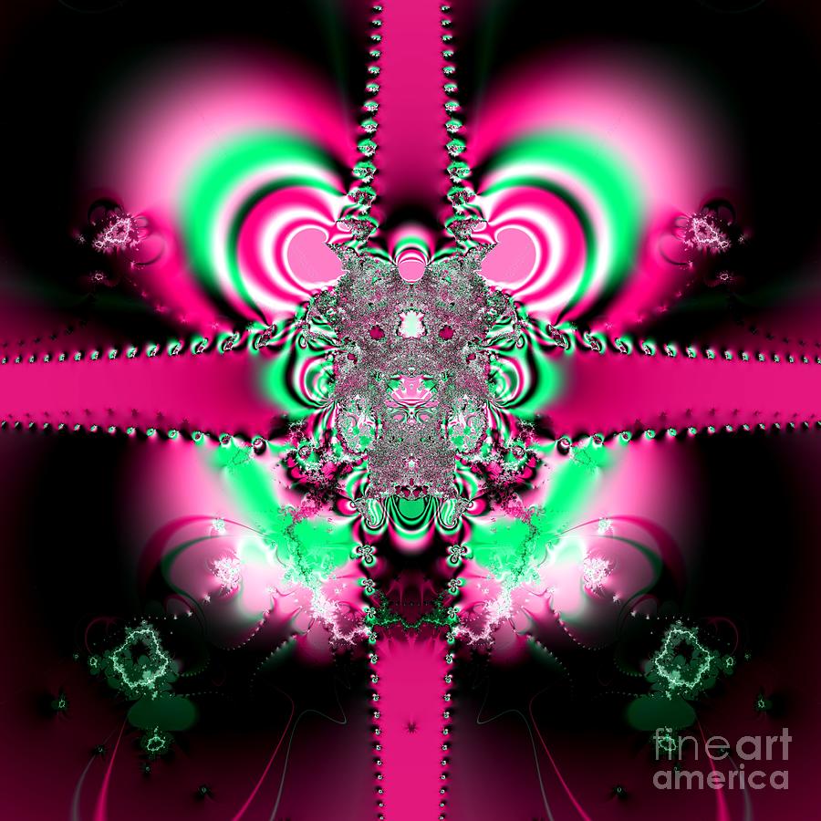 Pink Ribbons and Bow Fractal 75 Digital Art by Rose Santuci-Sofranko