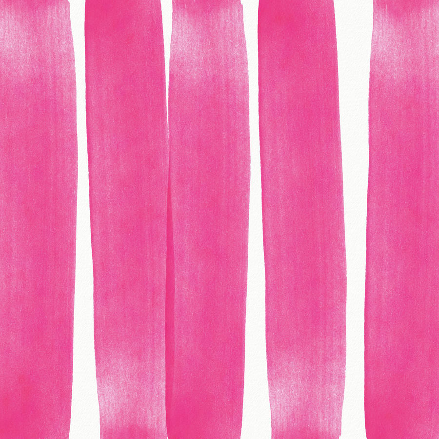 Pink Ribbons- Colorful abstract watercolor painting Painting by Linda Woods