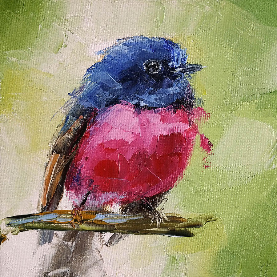 Pink robin art Painting by Iryna Khort