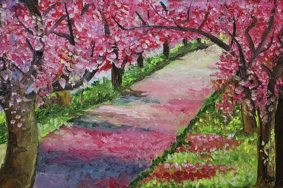 Pink Robles Sidewalk Painting