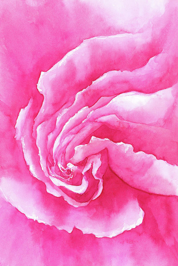 Rose Painting - Pink rose close up by Karen Kaspar