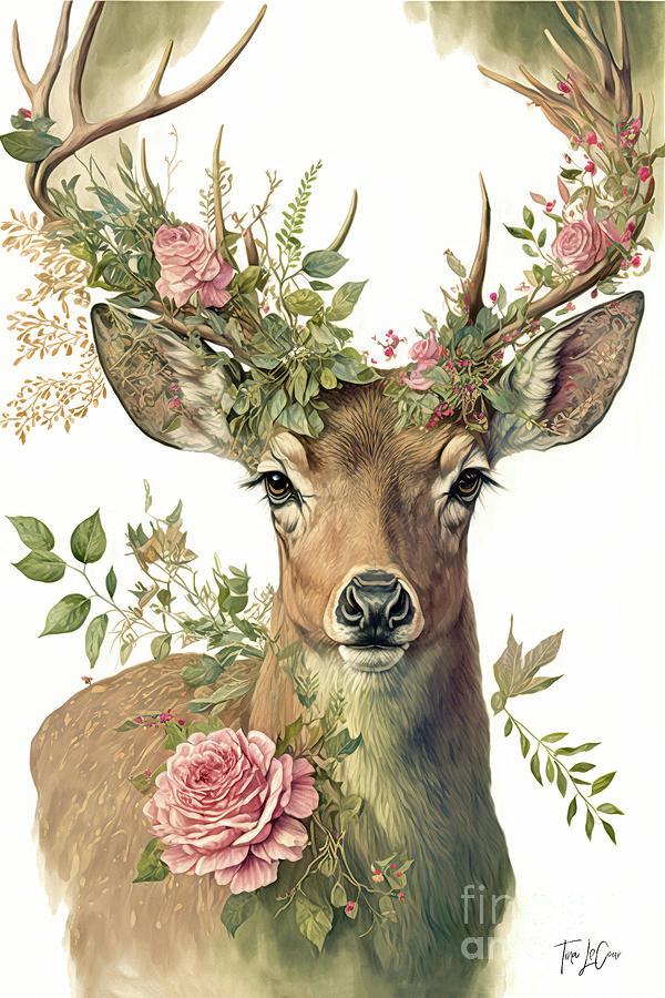 Pink Rose Buck Painting by Tina LeCour