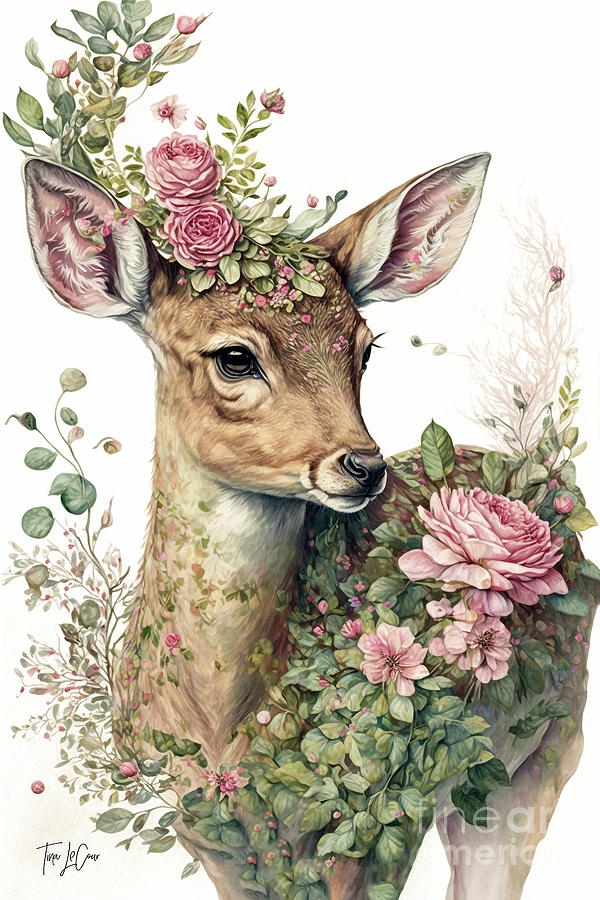Yellowstone National Park Painting - Pink Rose Doe by Tina LeCour