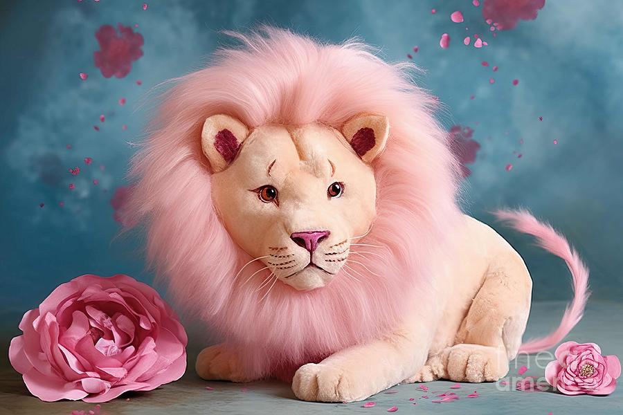 Animal Painting - Pink Rose Haired Lion by N Akkash