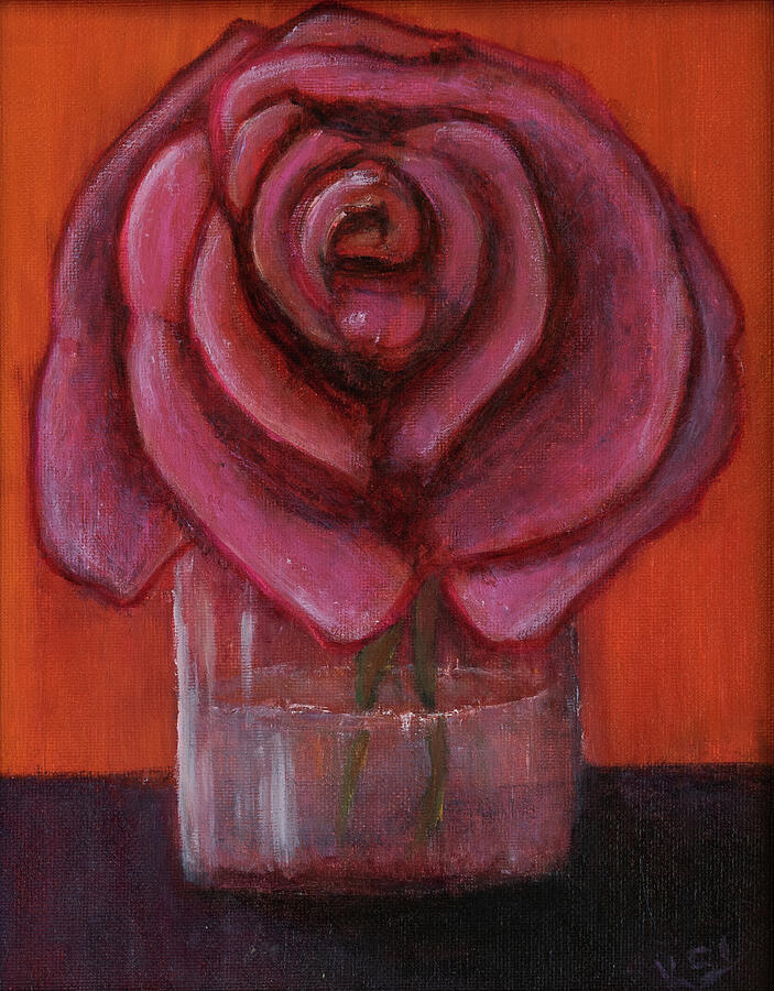 Pink Rose Painting by Karen Conley