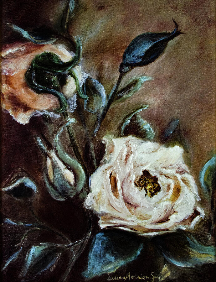 Pink Roses and Regrets Painting by Morri Sims