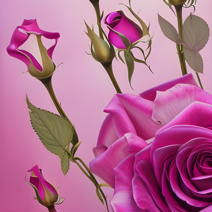 Pink Roses Digital Art by Beverly Read