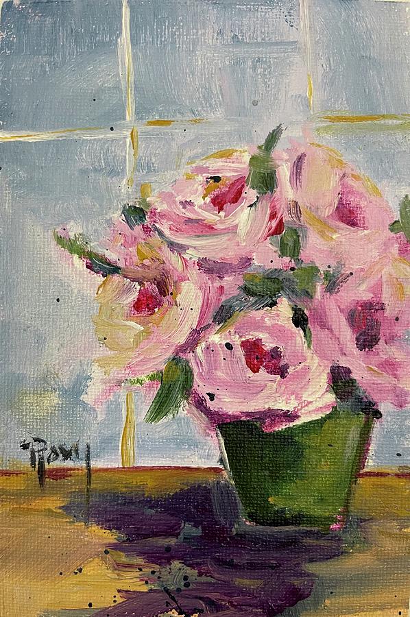 Pink Roses by the Window Painting by Roxy Rich