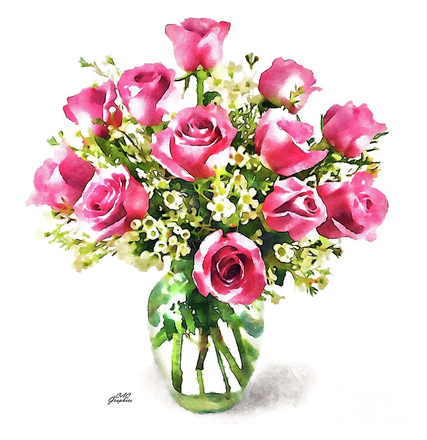 Pink Roses Digital Art by CAC Graphics