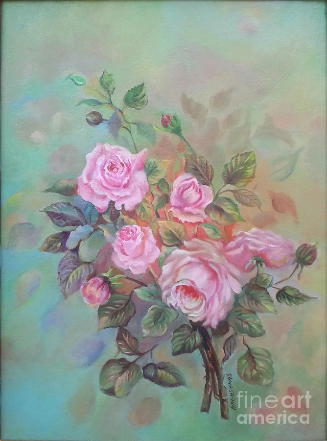Impressionism Painting - Pink Roses by Farideh Haghshenas