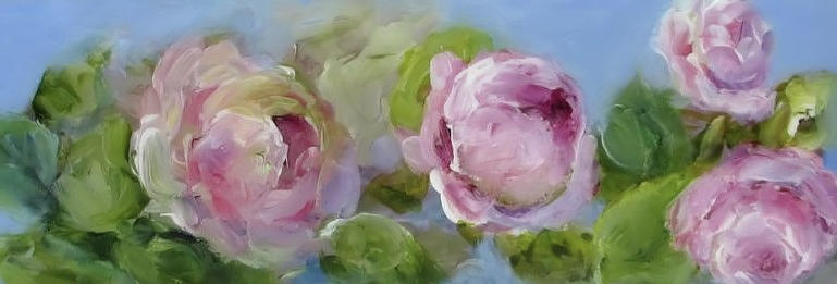 Pink Roses Floral Painting by Mary Wolf