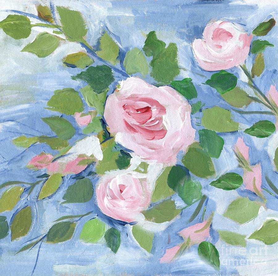 Pink Roses Painting by Follow Themoonart Pink Roses Painting by Follow Themoonart
