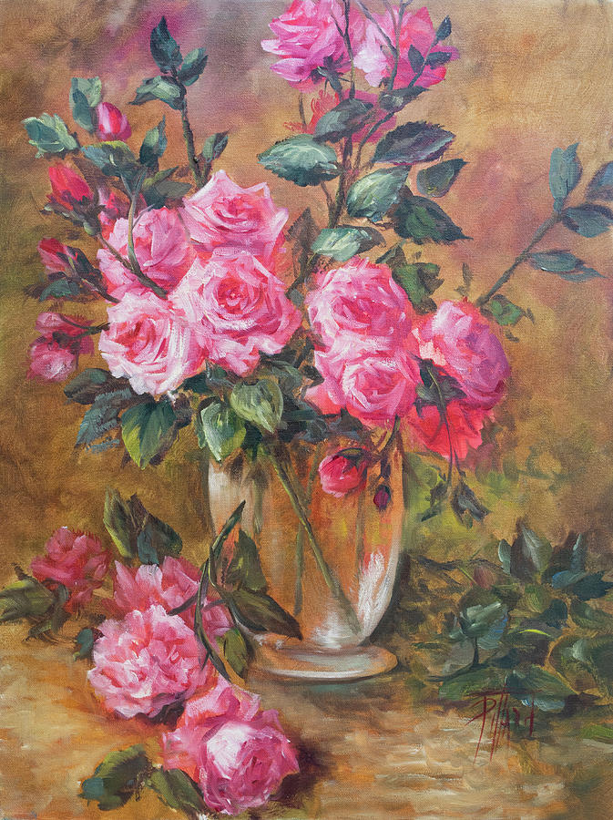 Beautiful Pink Roses Painting by Lynne Pittard