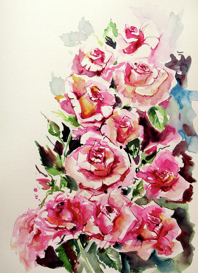 Pink Roses Painting By Kovacs Anna Brigitta - Fine Art America