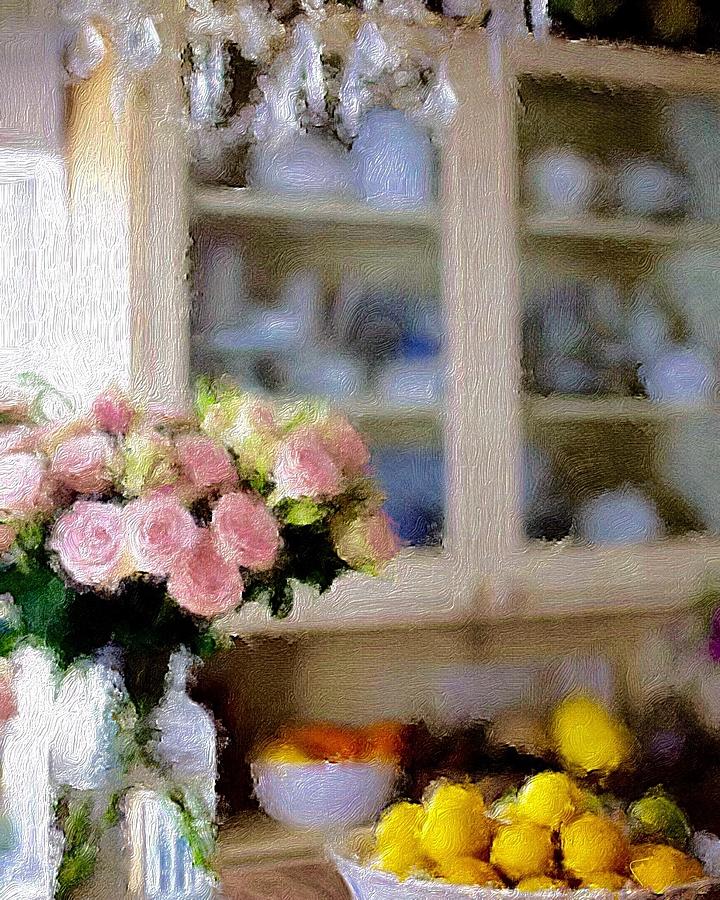 Pink Roses, Lemons And Crystal Photograph