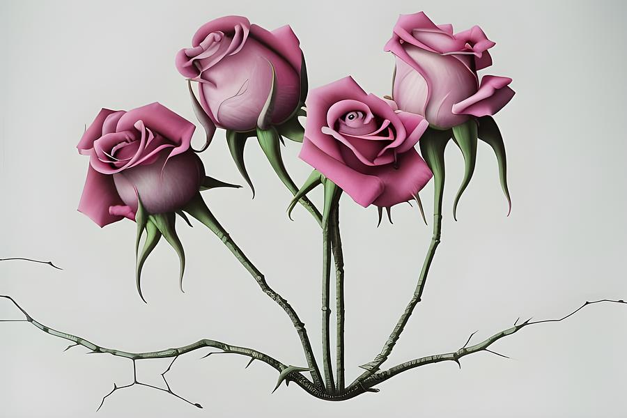 Pink Roses Lift Their Heads Digital Art by Beverly Read