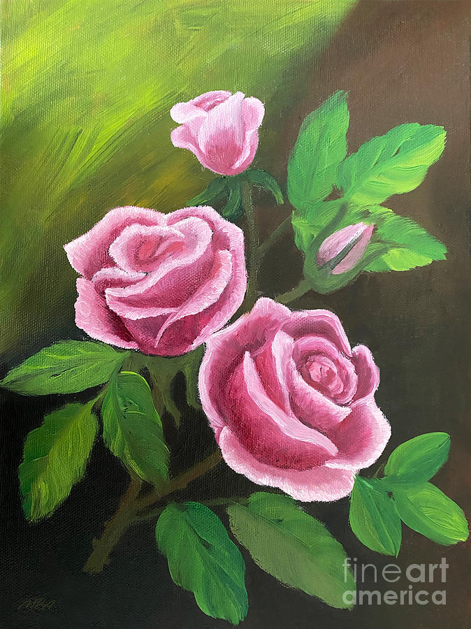 Pink Roses Painting by Marty's Royal Art - Pixels