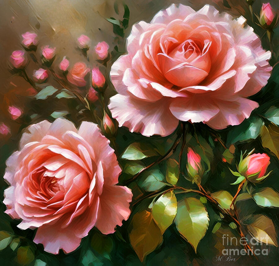 Pink Roses Digital Art by Myra Bernard - Fine Art America