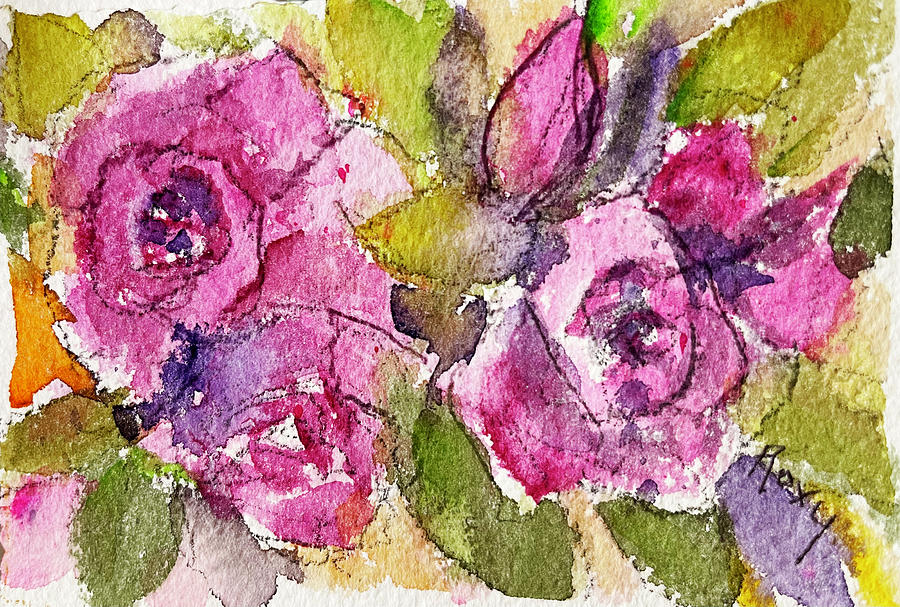 Pink Roses Painting by Roxy Rich