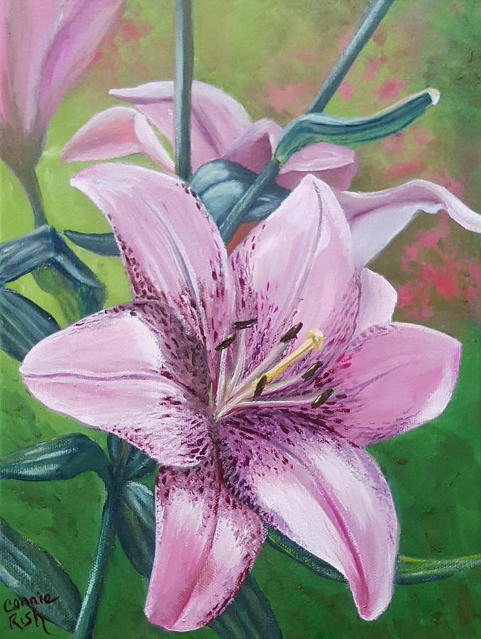 Pink Satin Lily Painting by Connie Rish