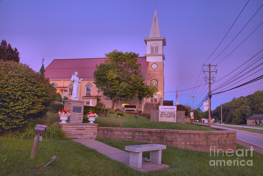 Pink Skies Over St. Marys Church Export PA Photograph by Adam Jewell