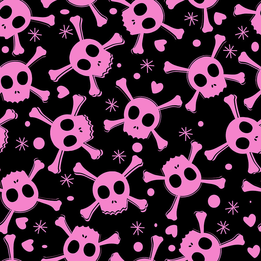 Pink skull pattern Mixed Media by Julien - Fine Art America