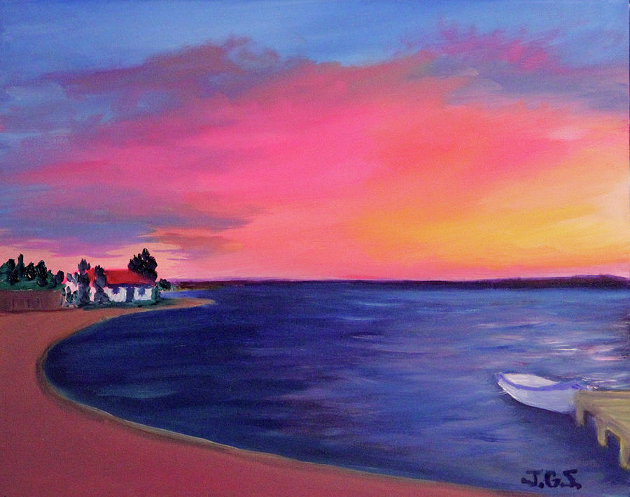 Pink Sky Bay Painting by Janet Greer Sammons