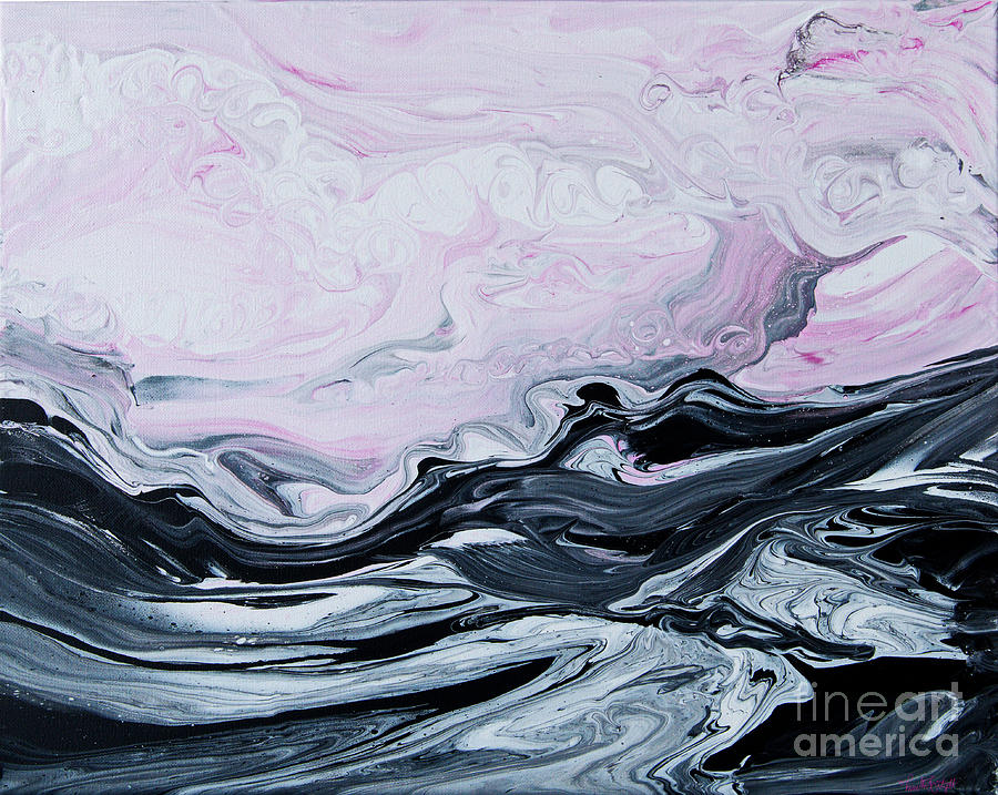 Pink Sky Black Sea 5508 Painting by Priscilla Batzell Expressionist Art Studio Gallery