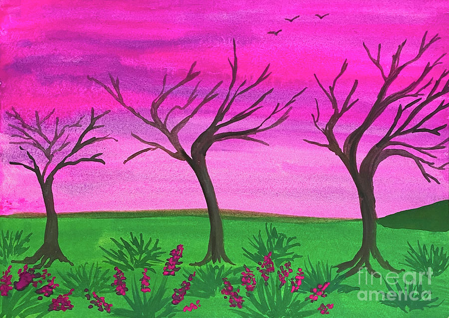 Pink Sky Painting by Lisa Neuman