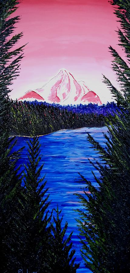 Pink Sky Mount Hood Painting by James Dunbar