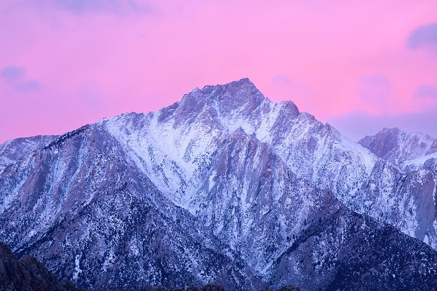 Pink Sky Over Lone Pine Peak Photograph by Lindley Johnson