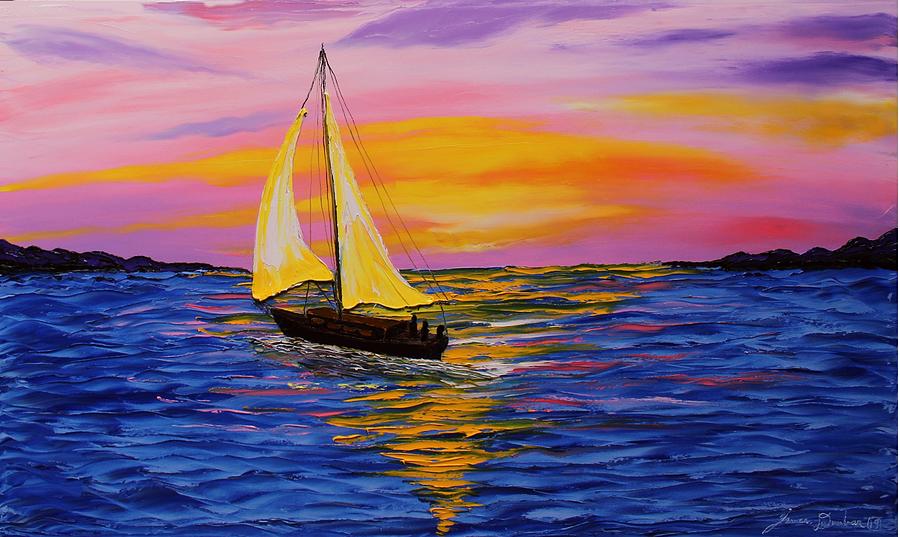 Pink Sky Sails #1 Painting by James Dunbar