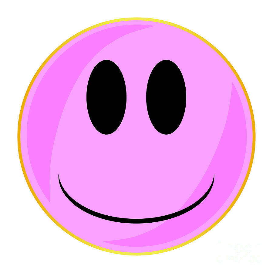 Pink Smile Face Button Isolated Digital Art by Bigalbaloo Stock