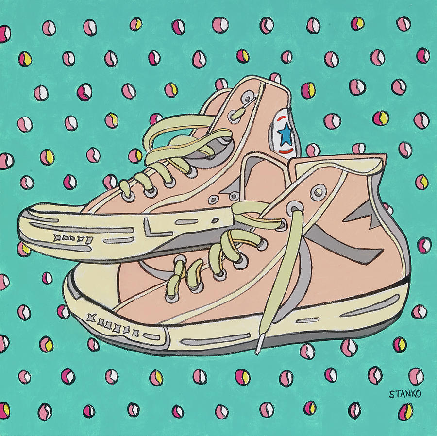 Pink Sneakers Painting by Mike Stanko