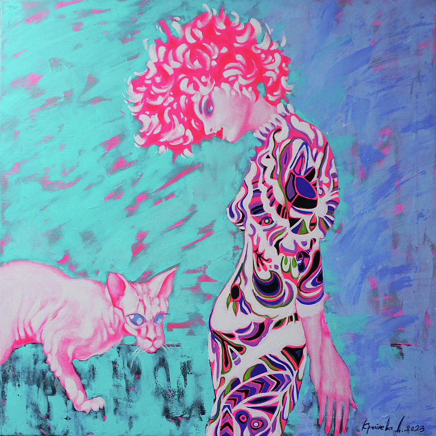 Pink Sphinx Painting by Anastasija Kraineva